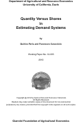 Cover page: Quantity Versus Shares in Estimating Demand Systems