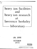 Cover page: HEAVY ION FACILITIES AND HEAVY ION RESEARCH AT LAWRENCE BERKELEY LABORATORY