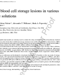 Cover page: Rat red blood cell storage lesions in various additive solutions