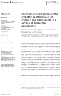Cover page: Psychometric properties of the empathy questionnaire for children and adolescents in a sample of Tanzanian adolescents