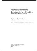 Cover page of Pedagogy Matters: Standards for Effective Teaching Practice