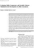 Cover page of Evaluating Public Commentary and Scientific Evidence Submitted in the Development of A Risk Assessment