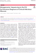 Cover page: Metagenomic Sequencing in the ICU for Precision Diagnosis of Critical Infectious Illnesses.