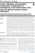 Cover page: Trends, Utilization, and Immediate Perioperative Complications of Urethroplasty in the United States: Data From the National Inpatient Sample 2000-2010