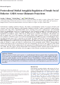 Cover page: Posterodorsal medial amygdala regulation of female social behavior: GABA vs Glutamate projections