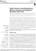Cover page: Highly Superior Autobiographical Memory: Quality and Quantity of Retention Over Time