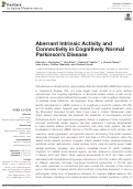 Cover page: Aberrant Intrinsic Activity and Connectivity in Cognitively Normal Parkinson's Disease.