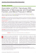 Cover page: Association of APOL1 Genotypes With Measures of Microvascular and Endothelial Function, and Blood Pressure in MESA