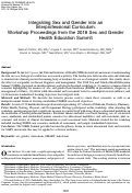 Cover page: Integrating Sex and Gender into an Interprofessional Curriculum: Workshop Proceedings from the 2018 Sex and Gender Health Education Summit