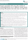 Cover page: Factors associated with sex in the context of methamphetamine use in different sexual venues among HIV-positive men who have sex with men