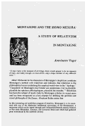 Cover page: Montaigne and the Homo Mesura: A Study of Relativism in Montaigne