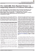 Cover page: The mzIdentML Data Standard Version 1.2, Supporting Advances in Proteome Informatics*