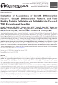 Cover page: Evaluation of Associations of Growth Differentiation Factor-11, Growth Differentiation Factor-8, and Their Binding Proteins Follistatin and Follistatin-Like Protein-3 With Dementia and Cognition.