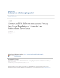 Cover page: German and U.S. Telecommunications Privacy Law: Legal Regulation of Domestic Law Enforcement Surveillance