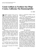 Cover page: Casual Artifacts in Northern San Deigo County, California: The Hammergrinder