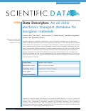 Cover page: An ab initio electronic transport database for inorganic materials
