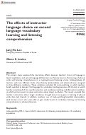 Cover page: The effects of instructor language choice on second language vocabulary learning and listening comprehension