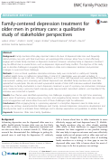 Cover page: Family-centered depression treatment for older men in primary care: a qualitative study of stakeholder perspectives