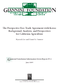 Cover page: The Prospective Free Trade Agreement with Korea: Background, Analysis, and Perspectives for California Agriculture