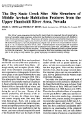 Cover page: The Dry Susie Creek Site: Site Structure of Middle Archaic Habitation Features from the Upper Humboldt River Area, Nevada