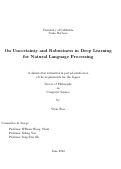 Cover page: On Uncertainty and Robustness in Deep Learning for Natural Language Processing