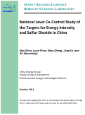 Cover page: National Level Co-Control Study of the Targets for Energy Intensity and Sulfur Dioxide in China