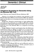 Cover page: TELEPHONE SCREENING FOR DEMENTIA USING THE BLESSED IMC TEST