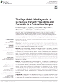 Cover page: The Psychiatric Misdiagnosis of Behavioral Variant Frontotemporal Dementia in a Colombian Sample