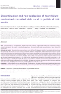 Cover page: Discontinuation and non‐publication of heart failure randomized controlled trials: a call to publish all trial results