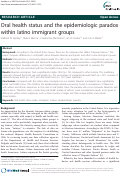 Cover page: Oral health status and the epidemiologic paradox within latino immigrant groups