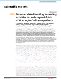 Cover page: Disease-related Huntingtin seeding activities in cerebrospinal fluids of Huntington’s disease patients