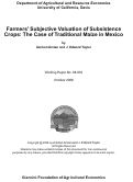 Cover page: Farmers' Subjective Valuation of Subsistence Crops: The Case of Traditional Maize in Mexico