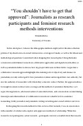 Cover page: “You shouldn’t have to get that approved”: Journalists as research participants and feminist research methods interventions