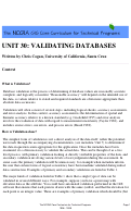 Cover page: Unit 30: Validating Databases