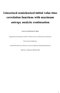 Cover page: Linearized semiclassical initial value time correlation functions with maximum entropy analytic continuation