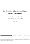 Cover page: The Dynamics of International Equity Market Expectations