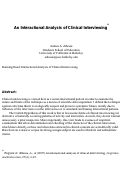 Cover page: An Interactional Analysis of Clinical Interviewing