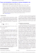 Cover page: Theory and simulations of principle of minimum dissipation rate