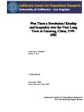 Cover page: Was There a Revolution? Kinship and Inequality over the Very Long Term in Liaoning, China, 1749-2005