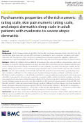 Cover page: Psychometric properties of the itch numeric rating scale, skin pain numeric rating scale, and atopic dermatitis sleep scale in adult patients with moderate-to-severe atopic dermatitis