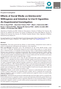 Cover page: Effects of Social Media on Adolescents' Willingness and Intention to Use E-Cigarettes: An Experimental Investigation.