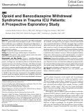Cover page: Opioid and Benzodiazepine Withdrawal Syndromes in Trauma ICU Patients: A Prospective Exploratory Study