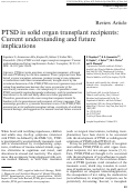 Cover page: PTSD in solid organ transplant recipients: Current understanding and future implications