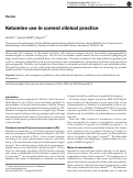 Cover page: Ketamine use in current clinical practice