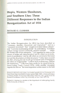 Cover page: Hopis, Western Shoshones, and Southern Utes: Three Different Responses to the Indian Reorganization Act of 1934