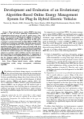 Cover page: Development and Evaluation of an Evolutionary Algorithm-Based Online Energy Management System for Plug-In Hybrid Electric Vehicles