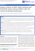 Cover page: Genetic variance in Nitric Oxide Synthase and Endothelin Genes among children with and without Endothelial Dysfunction