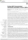 Cover page: Porting HEP Parameterized Calorimeter Simulation Code to GPUs
