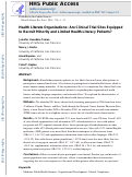 Cover page: Health Literate Organizations: Are Clinical Trial Sites Equipped to Recruit Minority and Limited Health Literacy Patients?