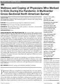 Cover page: Wellness and Coping of Physicians Who Worked in ICUs During the Pandemic: A Multicenter Cross-Sectional North American Survey*